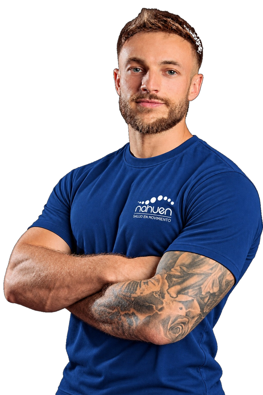 Profesional de Nahuen Salud con polera institucional